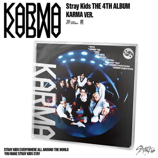 Stray Kids 4th Full Album KARMA (KARMA VER.) with Photo cover set, CD-R, Photobook, KARMA Wristband set, Photocard, Unit photocard, Clear binder, Photo set, Folded poster.