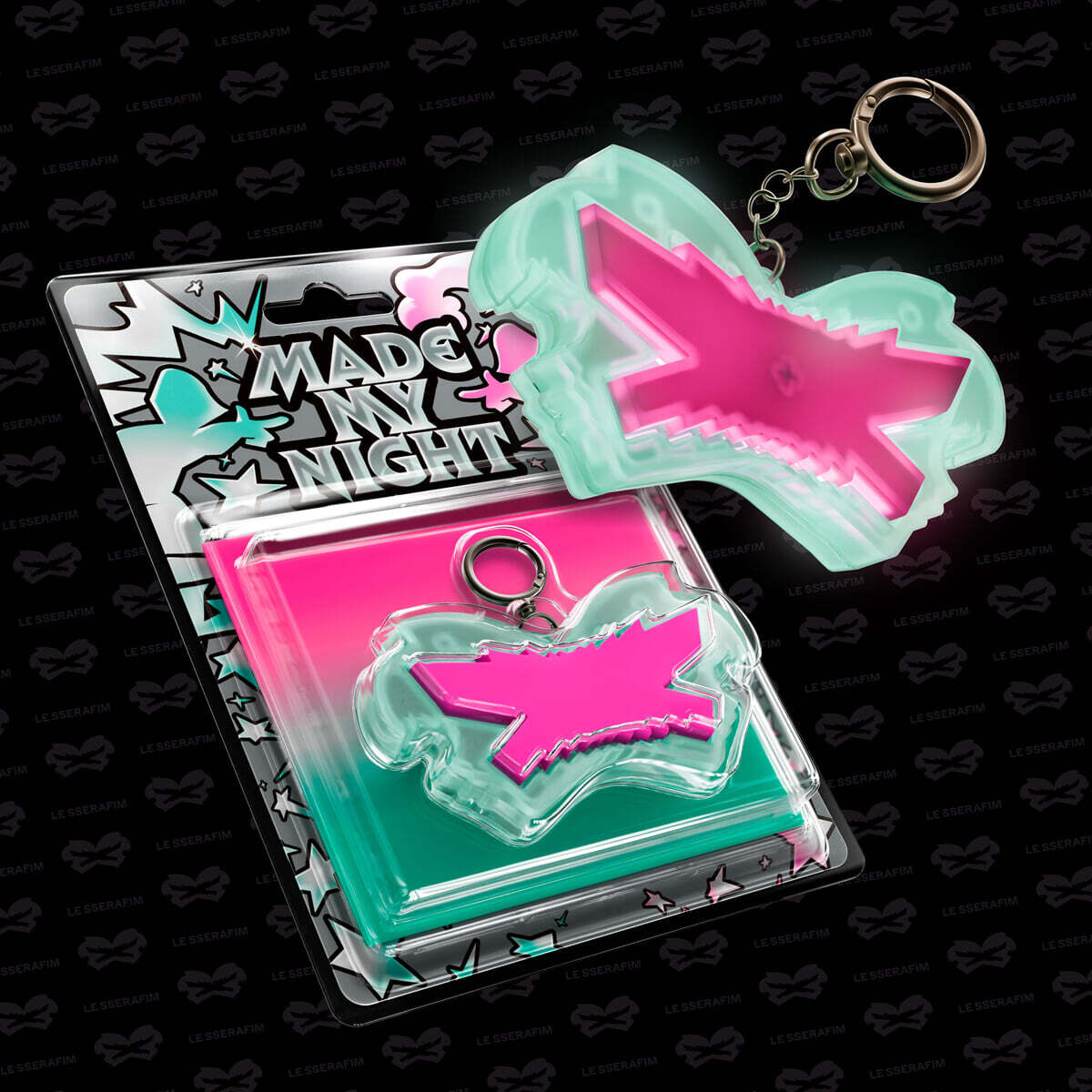LE SSERAFIM - 2ND SINGLE ALBUM MADE MY NIGHT GLOW CLICKER KEYCHAIN (PINK VER.)