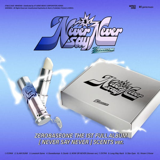 ZEROBASEONE 1st Full Album NEVER SAY NEVER SCENTS VER. (LIMITED) with SOLID PERFUME STICK, Metal charm, Photocards, QR Card.