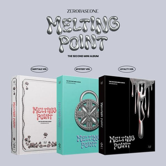 ZEROBASEONE 2nd Mini Album MELTING POINT (FIARYTALE / LOYALTY / MYSTERY VER.) with Photobook, Postcard, Photocards, CD, Keyring, Folded poster, Lucky charm lenticular card, Message card.
