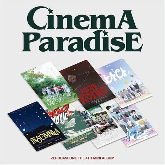 ZEROBASEONE 4th Mini Album CINEMA PARADISE (ZEROSE VER.) with L-Holder, CD-R, Postcard book, Postcard, Photocard, Unit photocard, Sticker.