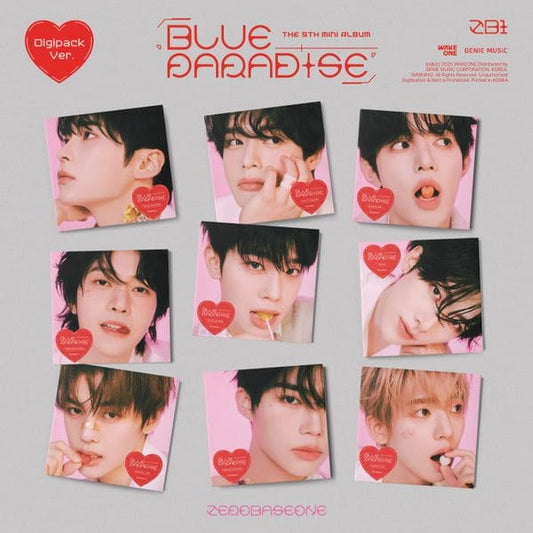 ZEROBASEONE 5th Mini Album BLUE PARADISE DIGIPACK VER. (SUNG HAN BIN / KIM JI WOONG / ZHANG HAO / SEOK MATTHEW / KIM TAE RAE / RICKY / KIM GYU VIN / PARK GUN WOOK / HAN YU JIN VER.) with Photobook, Photocard, Sticker, Folded poster.