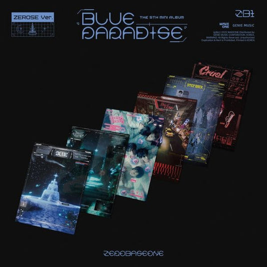 ZEROBASEONE 5th Mini Album BLUE PARADISE ZEROSE VER. (BLUE / DEVIL GAME / DOCTOR! DOCTOR! / OUT OF LOVE / STEP BACK / CRUEL VER.) with L-Holder, CD, Postcard book, Postcard, Photocard, Sticker, Character card.