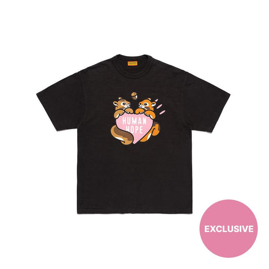BTS J-HOPE X HUMAN MADE - HUMAN HOPE OFFICIAL MERCH PINK HEART GRAPHIC T-SHIRT BLACK