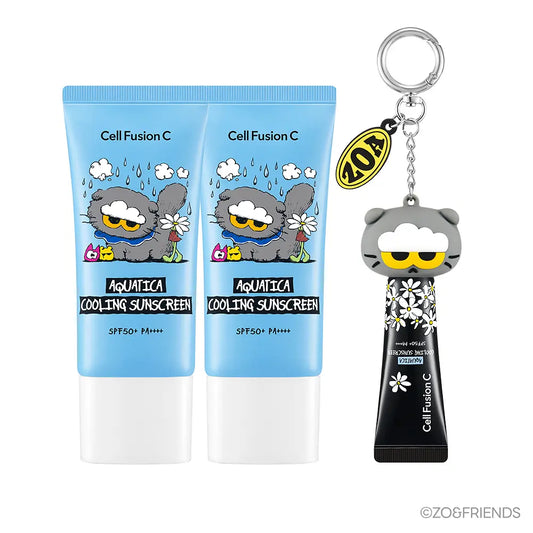CELL FUSION C - AQUATICA COOLING SUNSCREEN 35ML+35ML ZO&FRIENDS EDITION DOUBLE SET (+10ML+KEYRING)