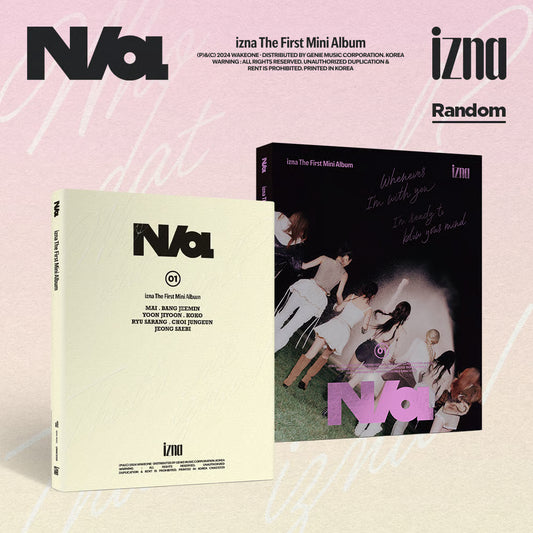 izna 1st Mini Album 'N/a' (iz / na ver.) with Photobook, CD, Lyrics paper, Postcard, Unit photocard, Selfie photocard, Polaroid, Bookmark.
