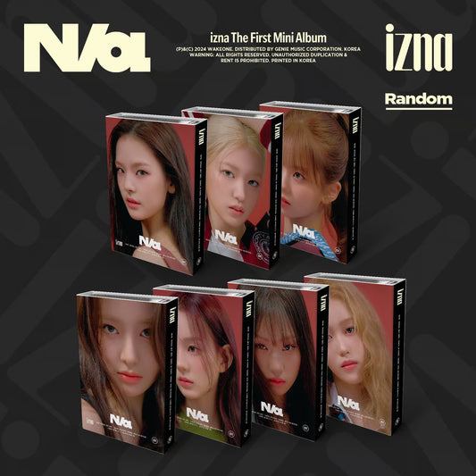 izna 1st Mini Album 'N/a' izna ver. NFC_Nemo ver. (MAI / BANG JEEMIN / YOON JIYOON / KOKO / RYU SARANG / CHOI JUNGEUN / JEONG SAEBI) with ID Card, Photocard, Selfie photocard, Mini poster.